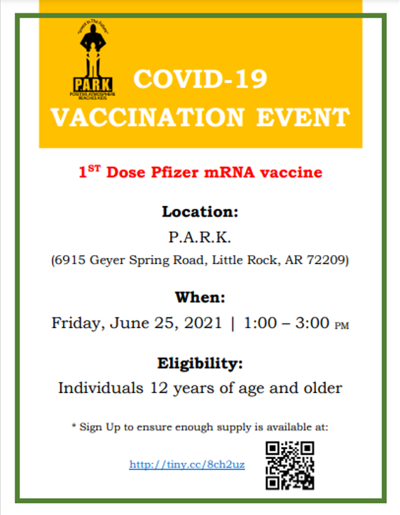 Covid-19 - Dose 1- Vaccination Clinic Flyer
