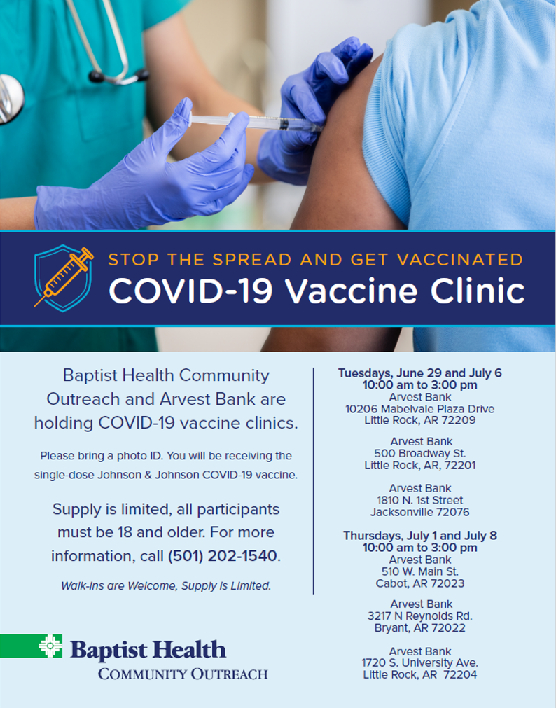 Arvest Bank Vaccine Clinic Flyer